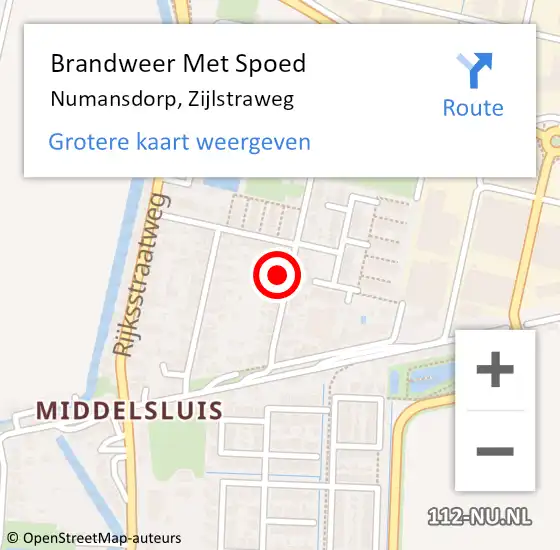 Locatie op kaart van de 112 melding: Brandweer Met Spoed Naar Numansdorp, Zijlstraweg op 26 juni 2023 16:43