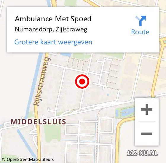 Locatie op kaart van de 112 melding: Ambulance Met Spoed Naar Numansdorp, Zijlstraweg op 26 juni 2023 16:52