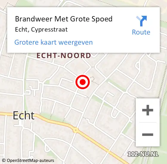 Locatie op kaart van de 112 melding: Brandweer Met Grote Spoed Naar Echt, Cypresstraat op 26 juni 2023 17:03