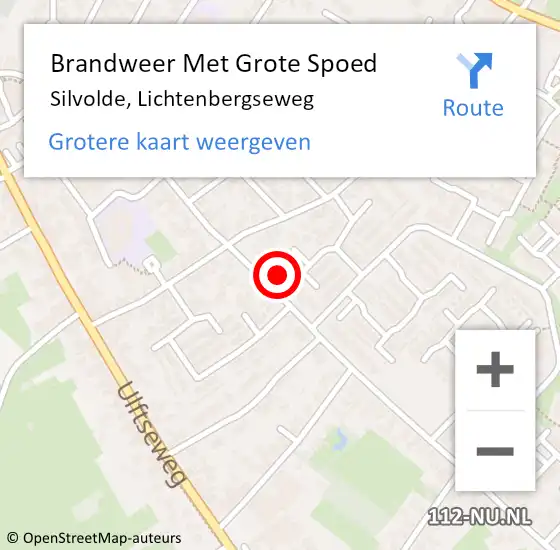 Locatie op kaart van de 112 melding: Brandweer Met Grote Spoed Naar Silvolde, Lichtenbergseweg op 26 juni 2023 17:07