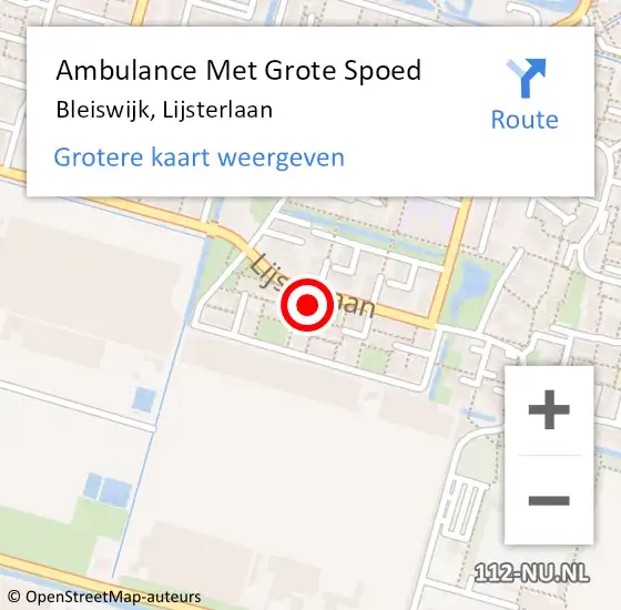 Locatie op kaart van de 112 melding: Ambulance Met Grote Spoed Naar Bleiswijk, Lijsterlaan op 26 juni 2023 17:11