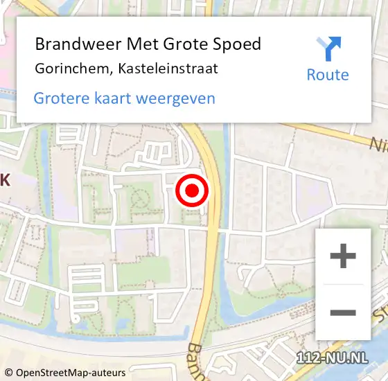 Locatie op kaart van de 112 melding: Brandweer Met Grote Spoed Naar Gorinchem, Kasteleinstraat op 26 juni 2023 17:27