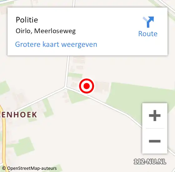 Locatie op kaart van de 112 melding: Politie Oirlo, Meerloseweg op 26 juni 2023 17:34