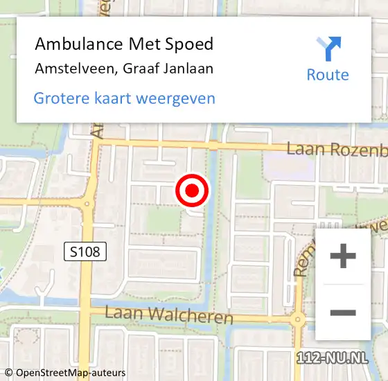 Locatie op kaart van de 112 melding: Ambulance Met Spoed Naar Amstelveen, Graaf Janlaan op 26 juni 2023 18:11