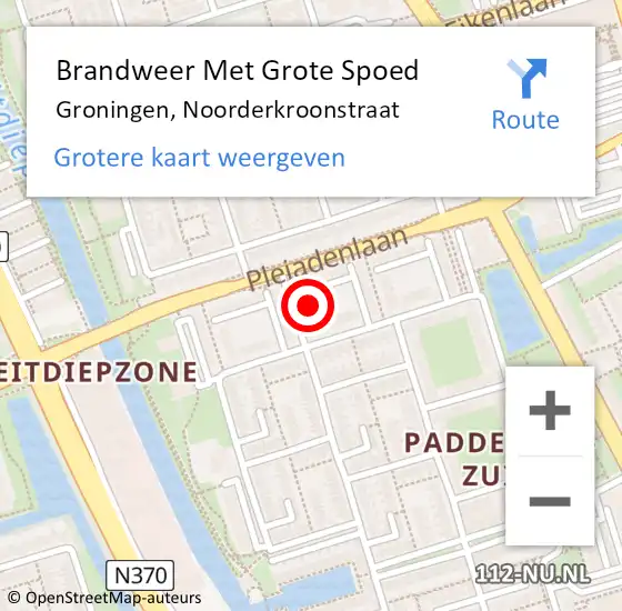 Locatie op kaart van de 112 melding: Brandweer Met Grote Spoed Naar Groningen, Noorderkroonstraat op 26 juni 2023 19:07