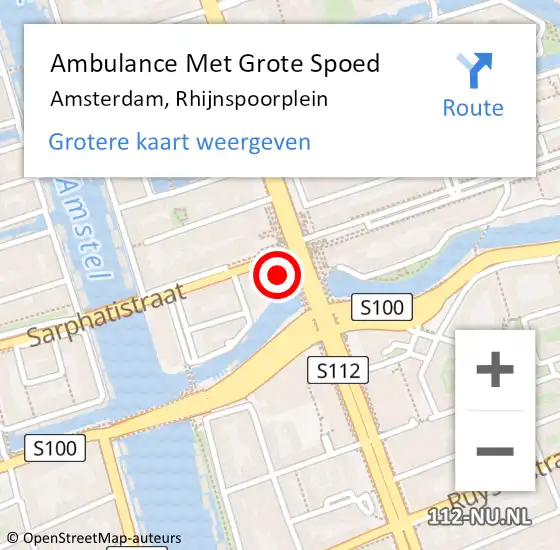 Locatie op kaart van de 112 melding: Ambulance Met Grote Spoed Naar Amsterdam, Rhijnspoorplein op 26 juni 2023 19:21