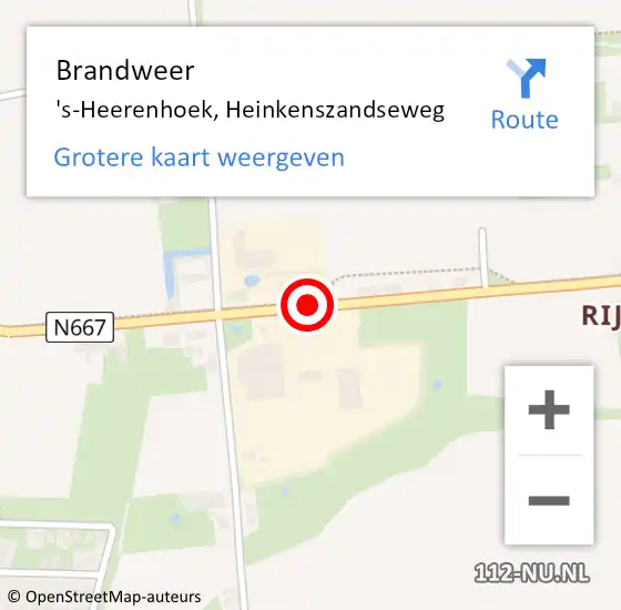 Locatie op kaart van de 112 melding: Brandweer 's-Heerenhoek, Heinkenszandseweg op 26 juni 2023 19:33