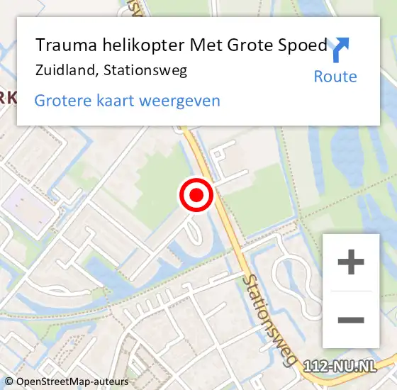 Locatie op kaart van de 112 melding: Trauma helikopter Met Grote Spoed Naar Zuidland, Stationsweg op 26 juni 2023 19:39