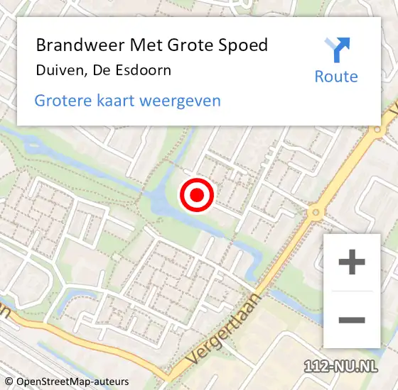 Locatie op kaart van de 112 melding: Brandweer Met Grote Spoed Naar Duiven, De Esdoorn op 26 juni 2023 19:51