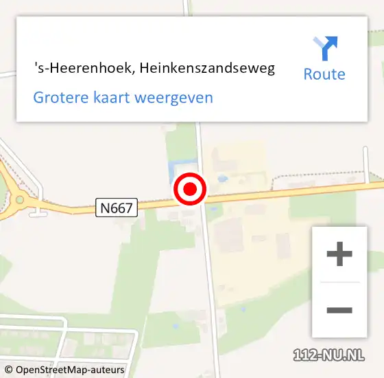 Locatie op kaart van de 112 melding:  's-Heerenhoek, Heinkenszandseweg op 26 juni 2023 19:54