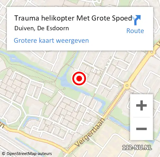 Locatie op kaart van de 112 melding: Trauma helikopter Met Grote Spoed Naar Duiven, De Esdoorn op 26 juni 2023 19:58