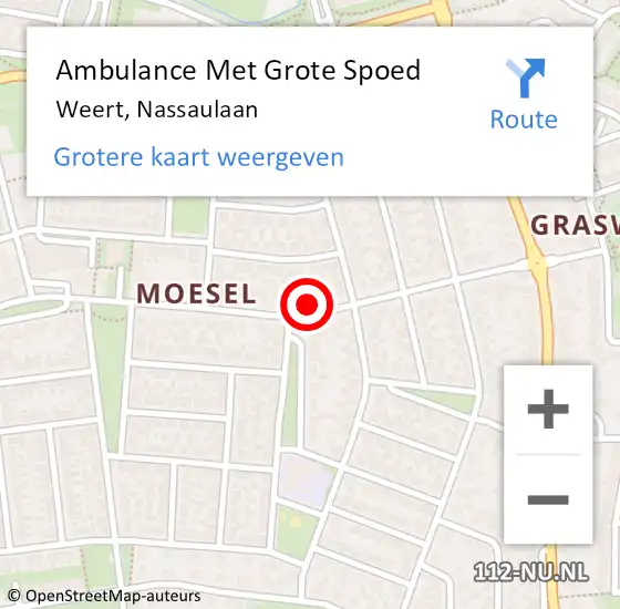 Locatie op kaart van de 112 melding: Ambulance Met Grote Spoed Naar Weert, Nassaulaan op 26 juni 2023 20:23