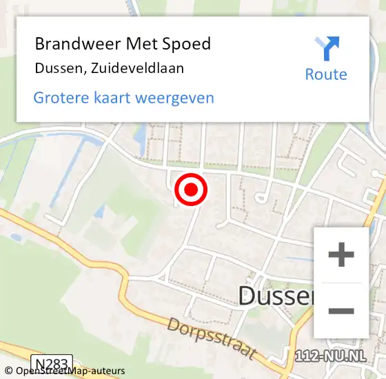 Locatie op kaart van de 112 melding: Brandweer Met Spoed Naar Dussen, Zuideveldlaan op 26 juni 2023 20:26