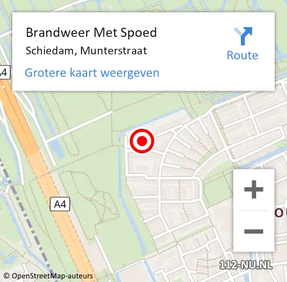 Locatie op kaart van de 112 melding: Brandweer Met Spoed Naar Schiedam, Munterstraat op 26 juni 2023 20:43