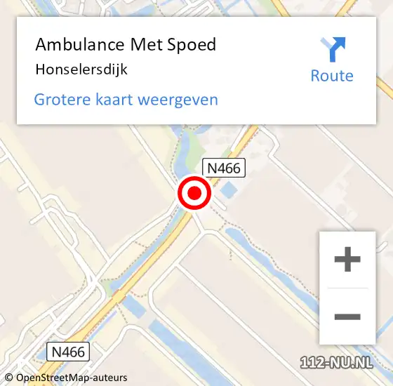Locatie op kaart van de 112 melding: Ambulance Met Spoed Naar Honselersdijk op 26 juni 2023 20:44