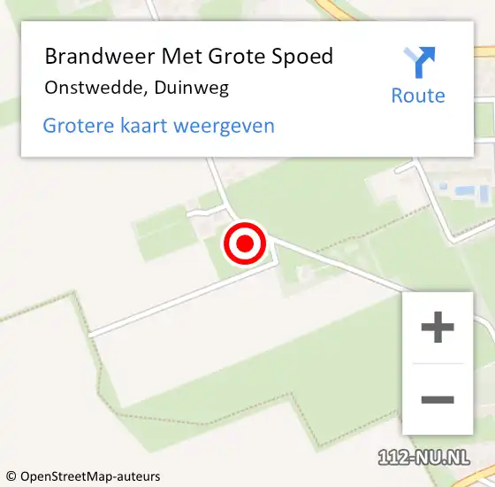 Locatie op kaart van de 112 melding: Brandweer Met Grote Spoed Naar Onstwedde, Duinweg op 26 juni 2023 20:51