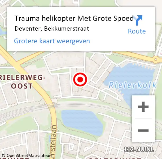 Locatie op kaart van de 112 melding: Trauma helikopter Met Grote Spoed Naar Deventer, Bekkumerstraat op 26 juni 2023 20:53