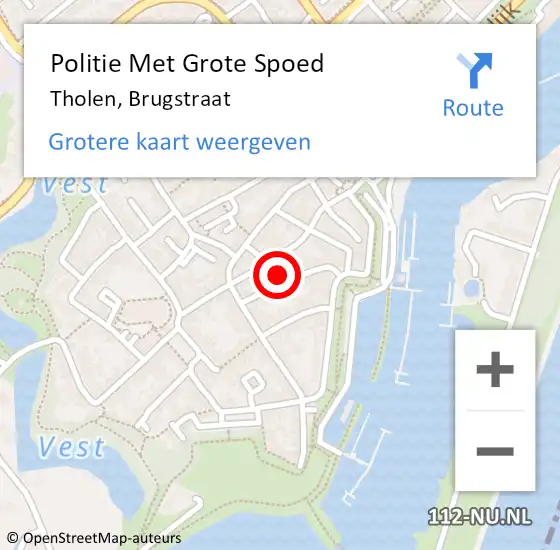 Locatie op kaart van de 112 melding: Politie Met Grote Spoed Naar Tholen, Brugstraat op 26 juni 2023 21:05