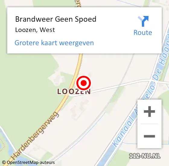 Locatie op kaart van de 112 melding: Brandweer Geen Spoed Naar Loozen op 26 juni 2023 21:27