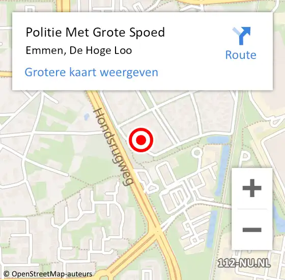 Locatie op kaart van de 112 melding: Politie Met Grote Spoed Naar Emmen, De Hoge Loo op 26 juni 2023 21:28