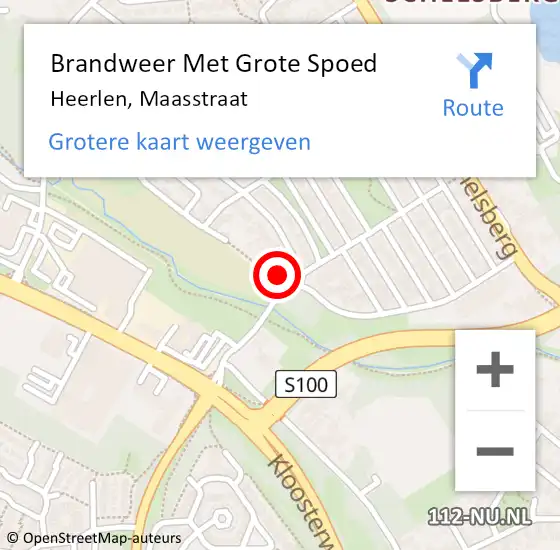 Locatie op kaart van de 112 melding: Brandweer Met Grote Spoed Naar Heerlen, Maasstraat op 26 juni 2023 21:35