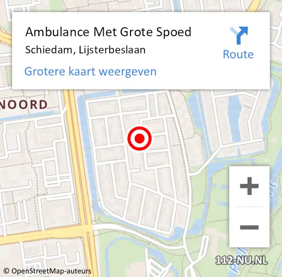 Locatie op kaart van de 112 melding: Ambulance Met Grote Spoed Naar Schiedam, Lijsterbeslaan op 26 juni 2023 21:43