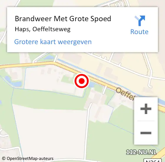 Locatie op kaart van de 112 melding: Brandweer Met Grote Spoed Naar Haps, Oeffeltseweg op 26 juni 2023 21:45