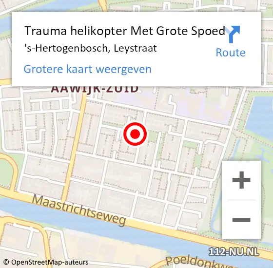 Locatie op kaart van de 112 melding: Trauma helikopter Met Grote Spoed Naar 's-Hertogenbosch, Leystraat op 26 juni 2023 21:53