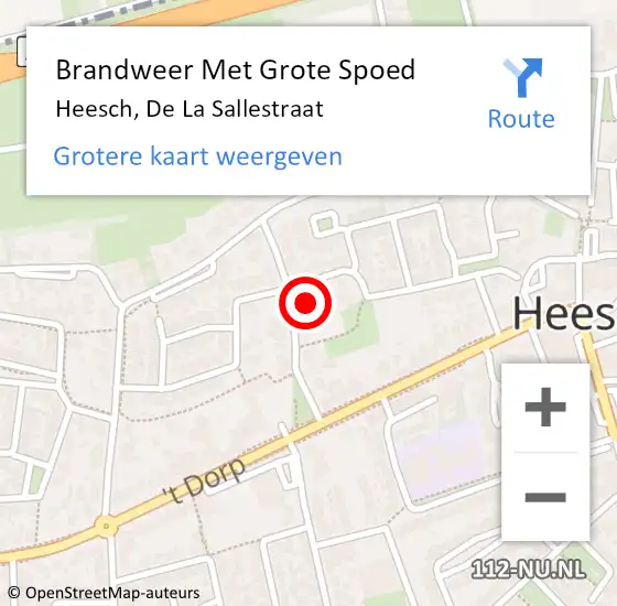 Locatie op kaart van de 112 melding: Brandweer Met Grote Spoed Naar Heesch, De La Sallestraat op 26 juni 2023 22:08