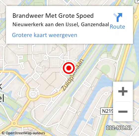 Locatie op kaart van de 112 melding: Brandweer Met Grote Spoed Naar Nieuwerkerk aan den IJssel, Ganzendaal op 26 juni 2023 22:55