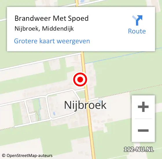Locatie op kaart van de 112 melding: Brandweer Met Spoed Naar Nijbroek, Middendijk op 26 juni 2023 22:58