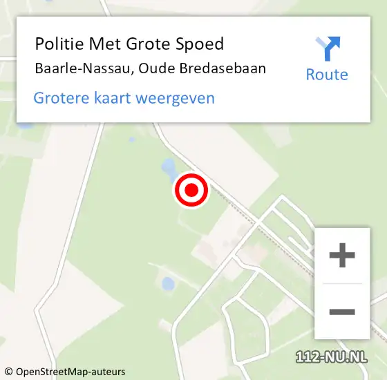 Locatie op kaart van de 112 melding: Politie Met Grote Spoed Naar Baarle-Nassau, Oude Bredasebaan op 26 juni 2023 23:27