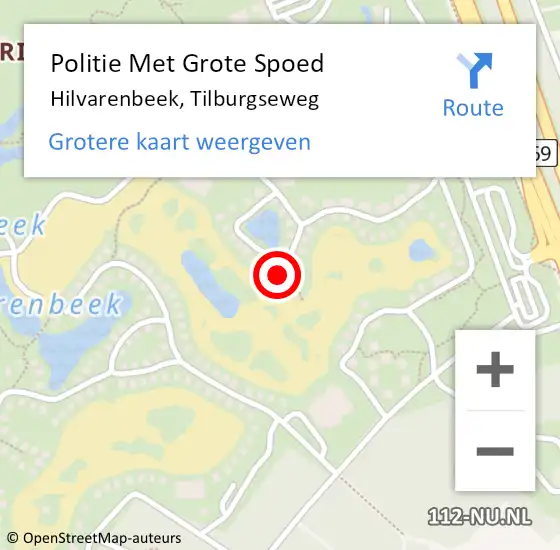 Locatie op kaart van de 112 melding: Politie Met Grote Spoed Naar Hilvarenbeek, Tilburgseweg op 26 juni 2023 23:33