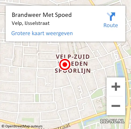 Locatie op kaart van de 112 melding: Brandweer Met Spoed Naar Velp, IJsselstraat op 26 juni 2023 23:52