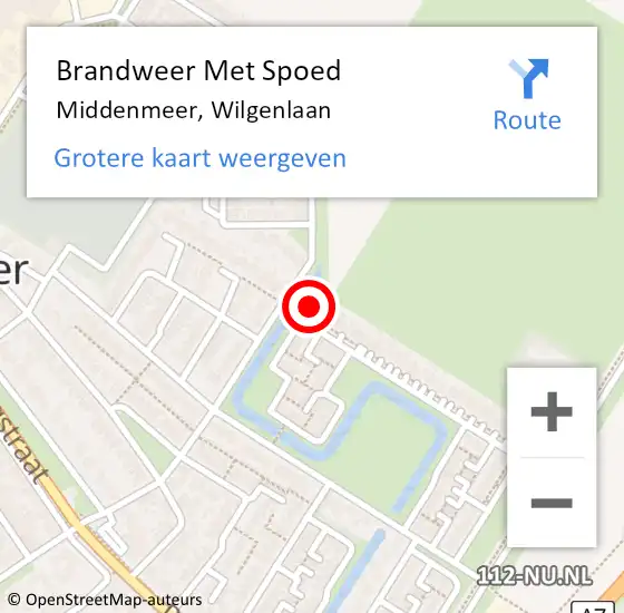 Locatie op kaart van de 112 melding: Brandweer Met Spoed Naar Middenmeer, Wilgenlaan op 27 juni 2023 00:22