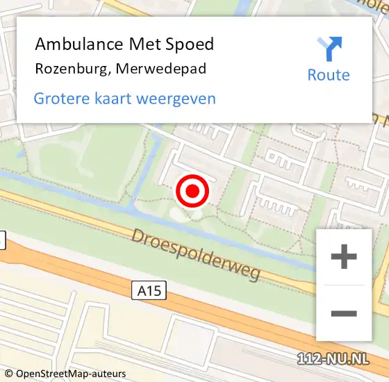 Locatie op kaart van de 112 melding: Ambulance Met Spoed Naar Rozenburg, Merwedepad op 27 juni 2023 01:03