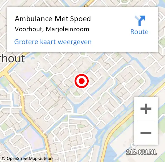 Locatie op kaart van de 112 melding: Ambulance Met Spoed Naar Voorhout, Marjoleinzoom op 27 juni 2023 01:22