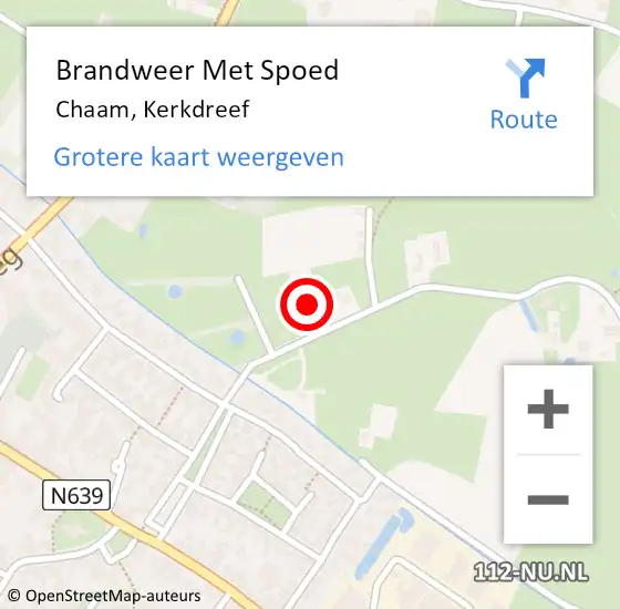 Locatie op kaart van de 112 melding: Brandweer Met Spoed Naar Chaam, Kerkdreef op 27 juni 2023 01:37