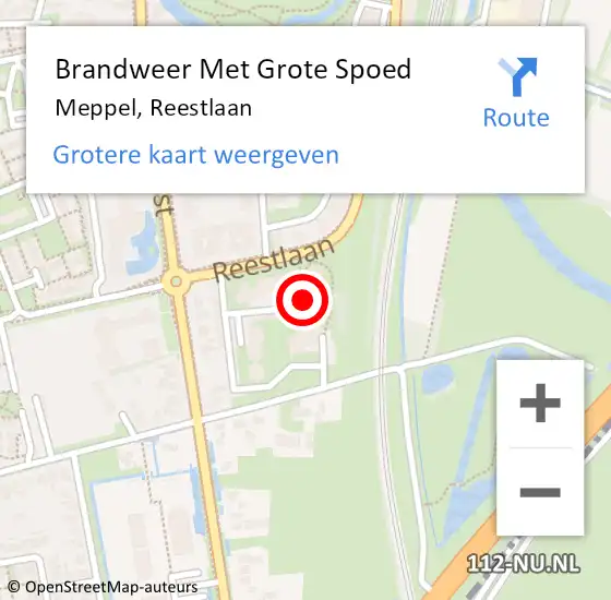 Locatie op kaart van de 112 melding: Brandweer Met Grote Spoed Naar Meppel, Reestlaan op 27 juni 2023 01:53