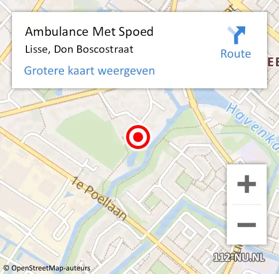 Locatie op kaart van de 112 melding: Ambulance Met Spoed Naar Lisse, Don Boscostraat op 27 juni 2023 02:27