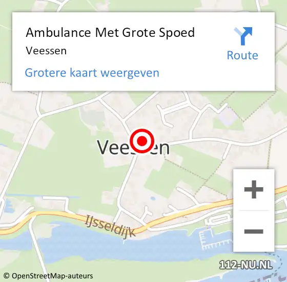 Locatie op kaart van de 112 melding: Ambulance Met Grote Spoed Naar Veessen op 27 juni 2023 03:06