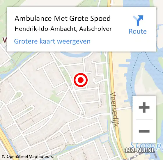 Locatie op kaart van de 112 melding: Ambulance Met Grote Spoed Naar Hendrik-Ido-Ambacht, Aalscholver op 27 juni 2023 03:26