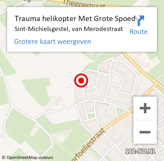 Locatie op kaart van de 112 melding: Trauma helikopter Met Grote Spoed Naar Sint-Michielsgestel, van Merodestraat op 27 juni 2023 04:17