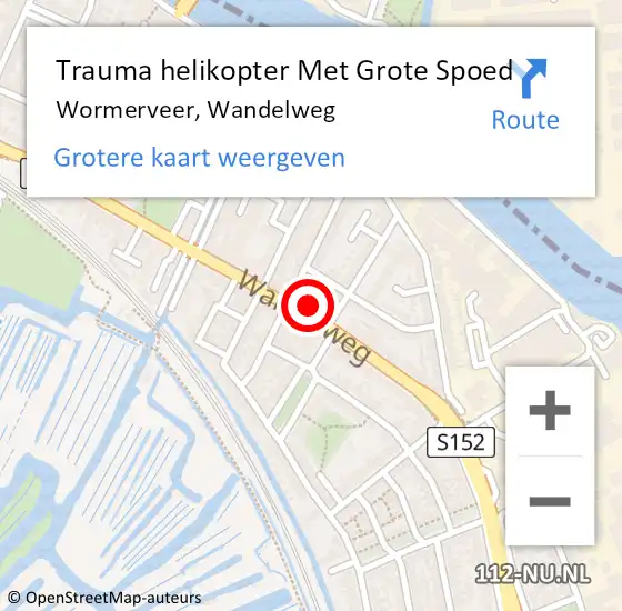 Locatie op kaart van de 112 melding: Trauma helikopter Met Grote Spoed Naar Wormerveer, Wandelweg op 27 juni 2023 06:19