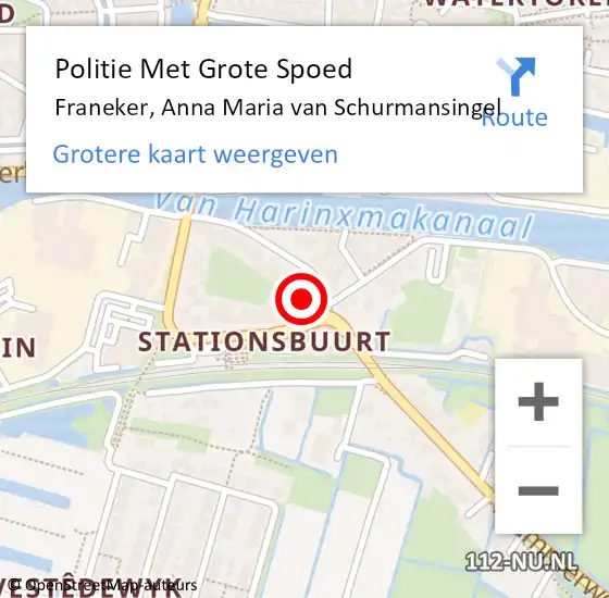 Locatie op kaart van de 112 melding: Politie Met Grote Spoed Naar Franeker, Anna Maria van Schurmansingel op 27 juni 2023 06:46