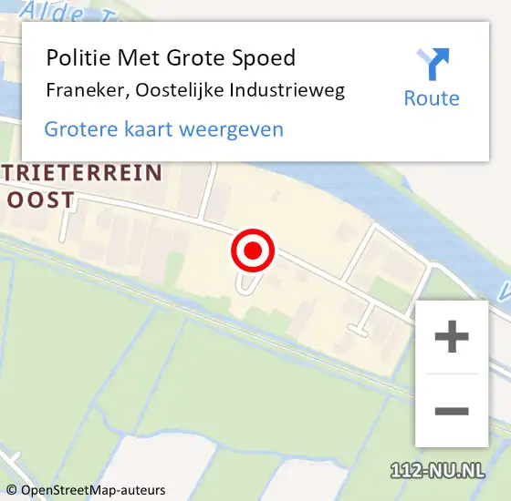 Locatie op kaart van de 112 melding: Politie Met Grote Spoed Naar Franeker, Oostelijke Industrieweg op 27 juni 2023 06:48