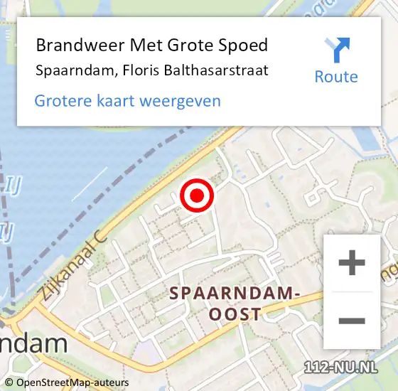 Locatie op kaart van de 112 melding: Brandweer Met Grote Spoed Naar Spaarndam, Floris Balthasarstraat op 27 juni 2023 07:06