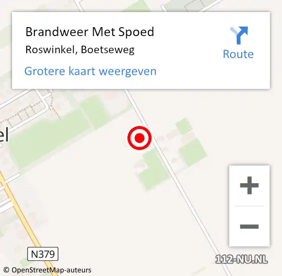 Locatie op kaart van de 112 melding: Brandweer Met Spoed Naar Roswinkel, Boetseweg op 27 juni 2023 07:31