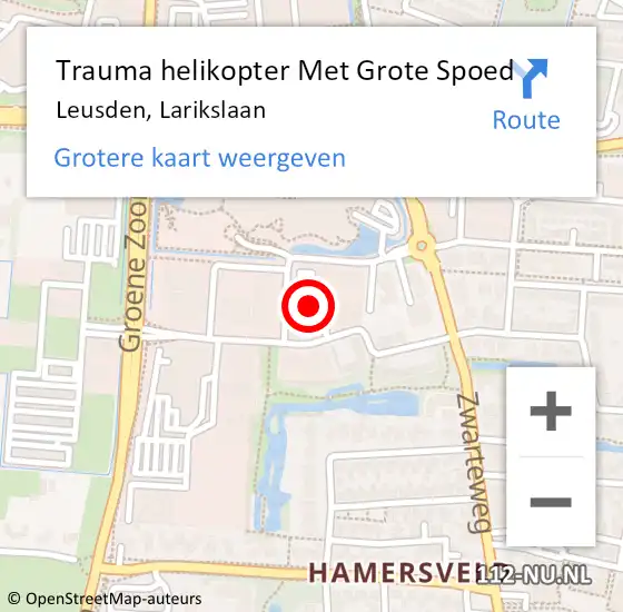 Locatie op kaart van de 112 melding: Trauma helikopter Met Grote Spoed Naar Leusden, Larikslaan op 27 juni 2023 07:44