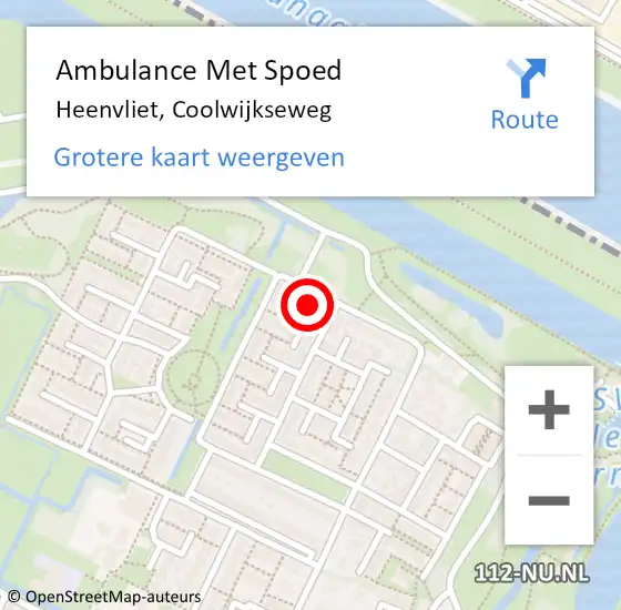 Locatie op kaart van de 112 melding: Ambulance Met Spoed Naar Heenvliet, Coolwijkseweg op 27 juni 2023 08:46